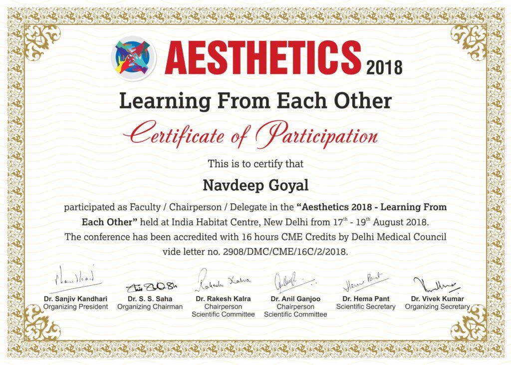 Dr Navdeep Goyal at CME Aesthetics 2018, at New Delhi